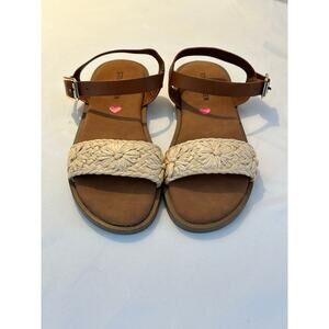 STEVE MADDEN KIDS' THEA RAFFIA SANDALS SIZE 4 NWT TAN